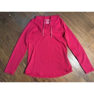 Duluth Trading Co Pink Waffle Knit Hooded Long Sleeve Top Size‎ S